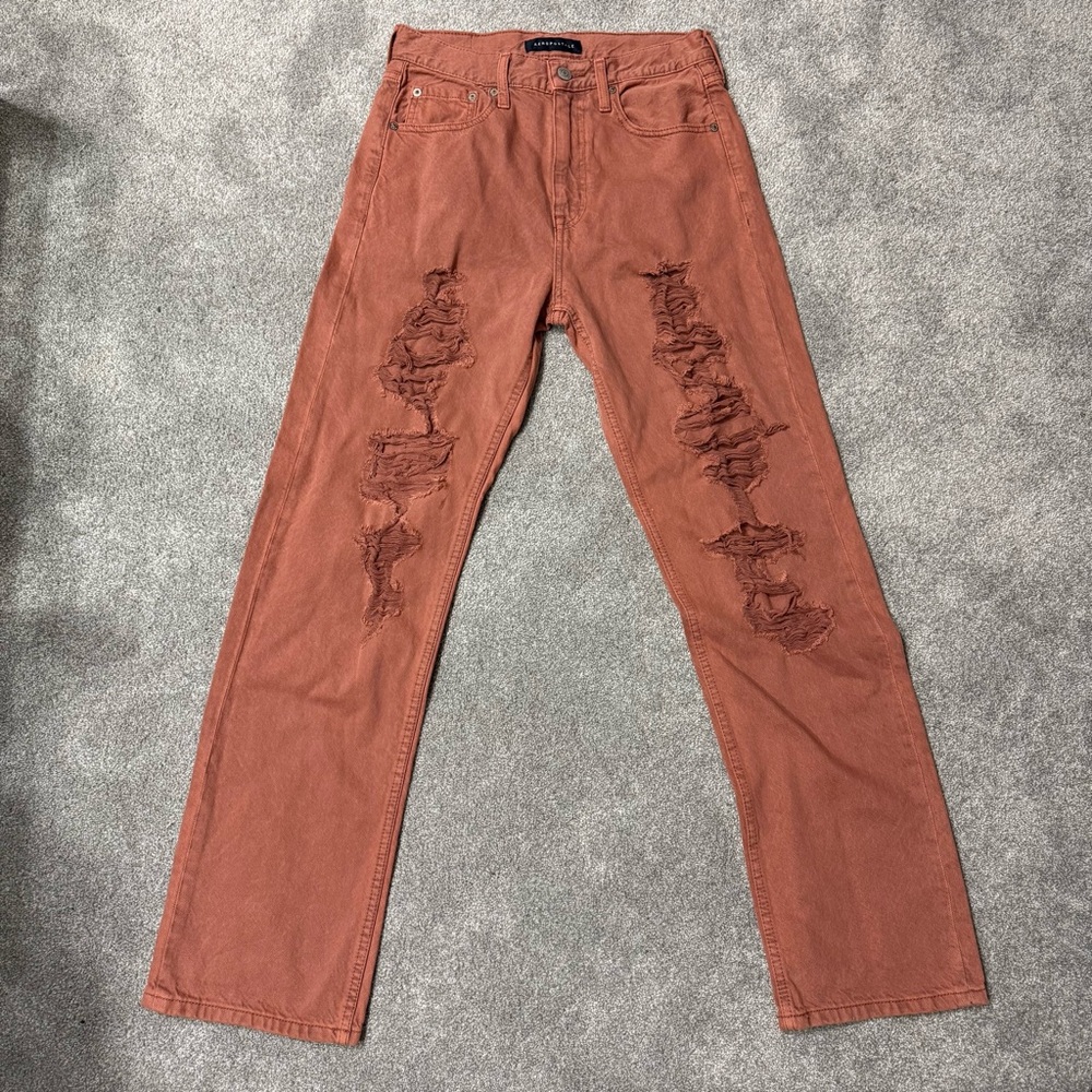 90’s Baggy Aeropostale Rust Orange Distressed Straight Jeans, Women’s 4R